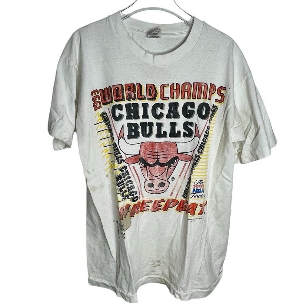 Vintage Magic Johnson T's Chicago Bulls 1993 NBA Champions T-Shirt Size L